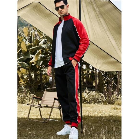 Men's Tracksuits Sweat Suit Casual LongSleeve 2Piece Outfit Sports Jogging Suits - Picture 3 of 5